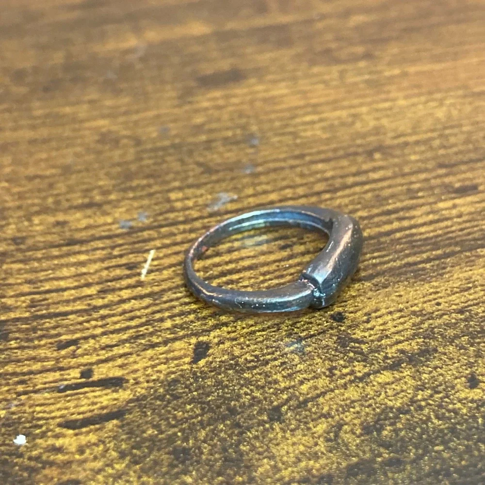 Brutalist Handcrafted Modernist Bar Ring Silver Tone Textured Artisan Size 6.5